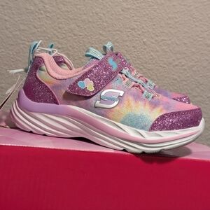 Skechers Kids' Glittery Rainbow Sneakers - Pink and Purple Toddler Girl 7